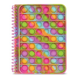 iscream Silicone Popper Cover Spiral-Bound Lined Page 7" Journal - Rainbow Sherbert