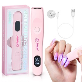 Beetles Mini UV Light for Gel Nails:Portable Handheld UV Nail Lamp Cordless Rechargeable Type-C USB LED Nail Lamp with LCD Display&2 Timer Settings Nail Light-Small UV Lamp Ideal for DIY Nail Art