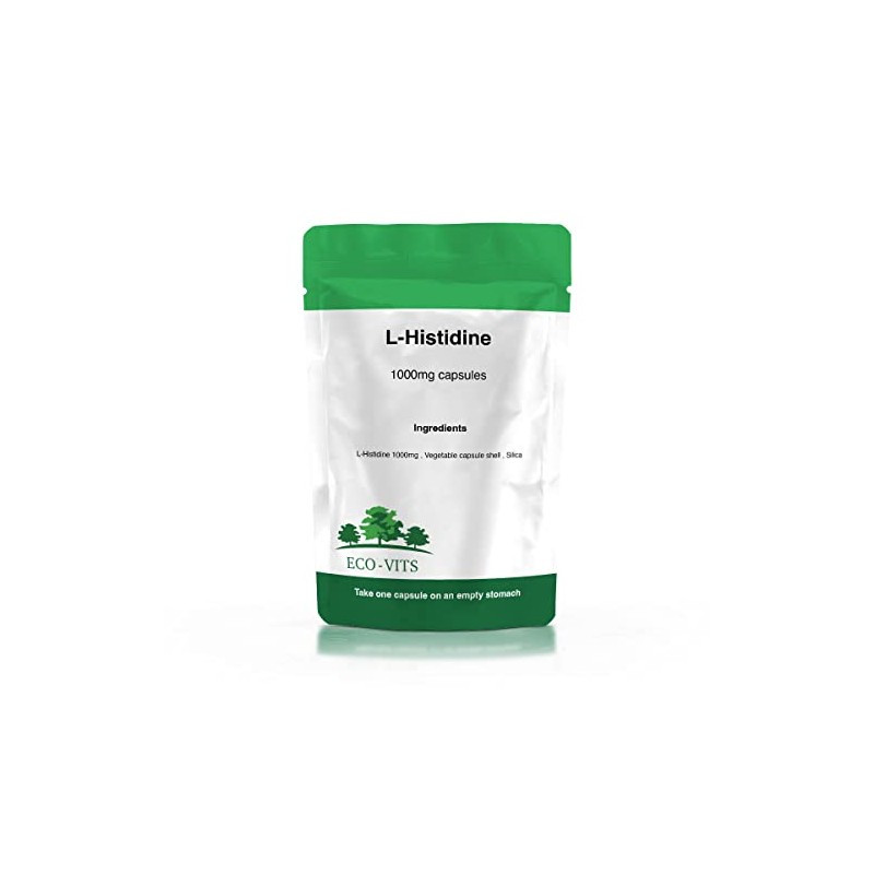ECO-VITS L-HISTIDINE (1000MG) 60 CAPS. Recyclable Packaging, Sealed Pouch
