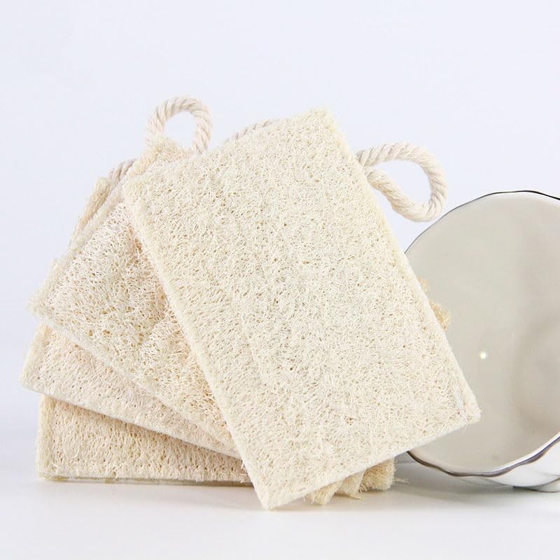 6Pcs Kitchen Loofah Sponge Organic Dishwashing Sponge Biodegradable Natural Fiber
