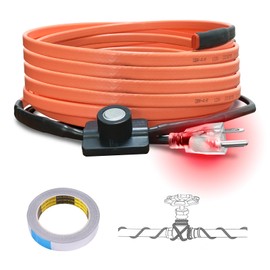 Cupohus Heat Tape for Water Pipes with Thermostat 15FT, Freeze Protection Self-Regulating Heat Trace Cable for Metal, Plastic Home Pipes, Roof and RV, 110-120V