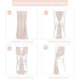 16 Pieces Champagne Tulle Chair Sash Wedding Chair Decorations 10x94.4 Inches for Wedding Ceremony Aisle Chair for Church Chair Decorations Party Decor
