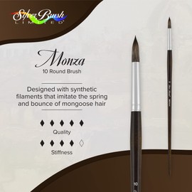 Silver Brush Limited 2600-10 Monza Round Paintbrush for Oil, Acrylic, and Heavy Body Paints, Size 10, Long Handle
