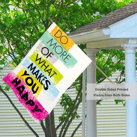 Mugod Do More of What Makes You Happy Burlap House Flags for Outdoor, Inspirational Quote Large Yard Flags 28 x 40 Double Sided Seasonal Decorative Flag for Farmhouse Holiday Decoration