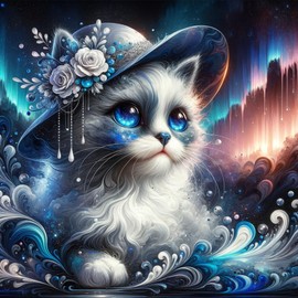 Cat Diamond Art Kits for Adults,DIY 5D Diamond Painting Kits for Beginners, Round Full Drill Diamond Dots Paintings,Diamonds Pictures Gem Painting for Adults,Home Decor 14x14in