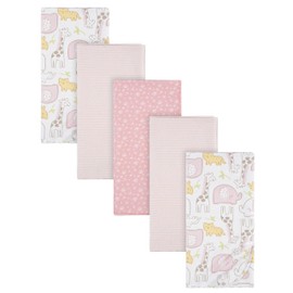 Gerber - Manta De Franela Para Niños Y Niñas Recién Nacidos, Habitación Infantil, 100% Algodón, Franela, Rosa Safari, Paquete De 5