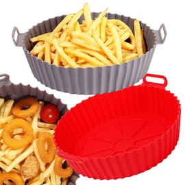 Somoga Air Fryer Silicone Liners Pot for 3-5QT 2Pack Reusable Silicone Air Fryer Liners Food Grade Accessories Basket Bowl Baking Replacement of Parchment Liners Round(6.5 Inch)