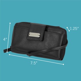 Nautica Harbor Womens Crossbody Purse RFID Blocking Zip Around Clutch Wallet (Indigo/Taupe)