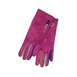 'Margot' Ladies' Gloves Vera Tucci Suede Feel Touch Screen Multi Coloured Fingers G05 - RASPBERRY, LARGE