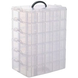 Sooyee 6-Tier Stackable Craft Organizers and Storage Box with 60 Compartments,Plastic Storage Box for Toys,Dolls, Arts and Craft, Fuse Beads, Washi Tape, Rock Collection, Ribbons,Clear