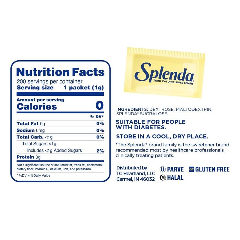 SPLENDA Zero Calorie Sweetener 200 Count Packets 7 oz Box