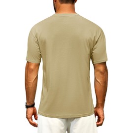 Cotrasen Men's T Shirts Cotton Drop Shoulder Short Sleeve Shirts for Men Casual Soft Loose Fit Mens Tee Shirts Khaki L