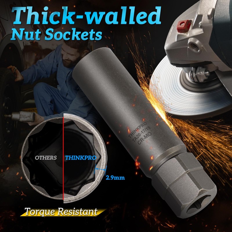 Thinkpro 10 Spline Lug Nut Socket,Replacement for Ta20 17/19 10