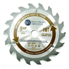 Benchmark Abrasives TCT 5 3/8 Inch Circular Saw Blade, Tungsten Carbide Tipped for Cutting, Plywood, Hardwood, Wood Carving, MDF Panel - Small Circular Saw Wood Cutting Tool - (5-3/8", 18 Tooth)