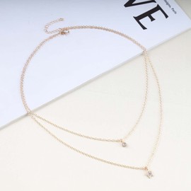 Allereyae Vintage Layered Crystal Star Necklace Rhinestone Star Pendant Necklace Gold Cz Star Choker Necklace Tiny Sparkly Star Chain Necklace Jewelry for Women