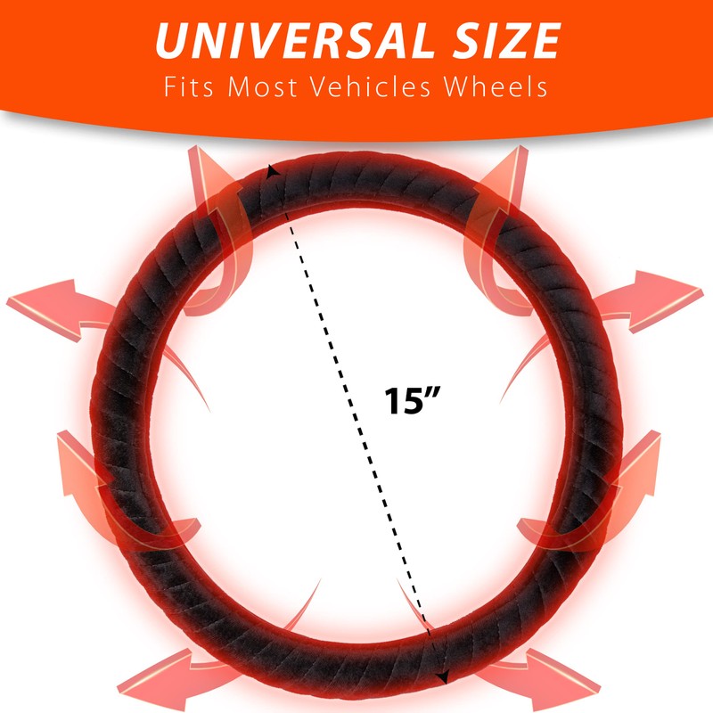 ZONETECH Car Heated Steering Wheel Cover 12V - Vehicle Hand