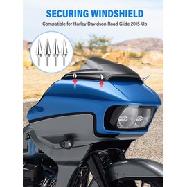 AILMOTO Windshield Bolts, Fairing Screws Windshield Spike Bolts Compatible for Harley Davidson Road Glide 2015-2024 2022 2023 Motorcycle Windshield Trim Bolts Chrome