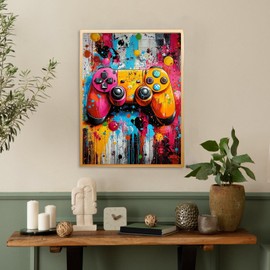 KEYIFA Paint by Numbers Adults, Game Controller Painting by Numbers Kits with Brushes and Acrylic Paints, DIY Oil Painting Set, Painting, Crafts, Canvas Picture, Adults, Home Decoration, 30 x 40 cm