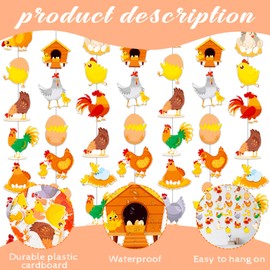 Chicken Garlands Chicken Birthday Party Supplies 8PCS Chicken Farm Hanging Paper Garlands Chick Hen Theme Banner Decorations for Barnyard Farm Animals Baby Shower Supplies