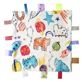 Colourful Taggy Safety Blanket, Soft Touch Comfort Blanket with Tag for Newborns and Baby Boys, Best Gift Plush Toys - Yellow