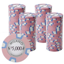 Gamers Lounge Milano 10-gram Casino Clay Poker Chips (100-pack) - Real Clay, Vintage Casino Look ($5,000 Pink)