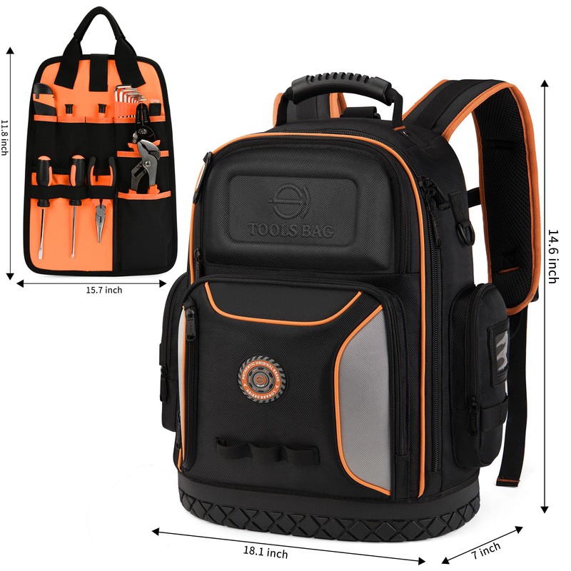 Tool Bag Backpack with 2 Canvas Tool Pouch Tool Kit,