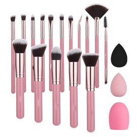 Juego de brochas de maquillaje 16 piezas Juego de brochas de maquillaje Pinceles de base sintética premium Mezcla de polvo facial Sombra de ojos Corrector Juego de brochas de maquillaje, brocha