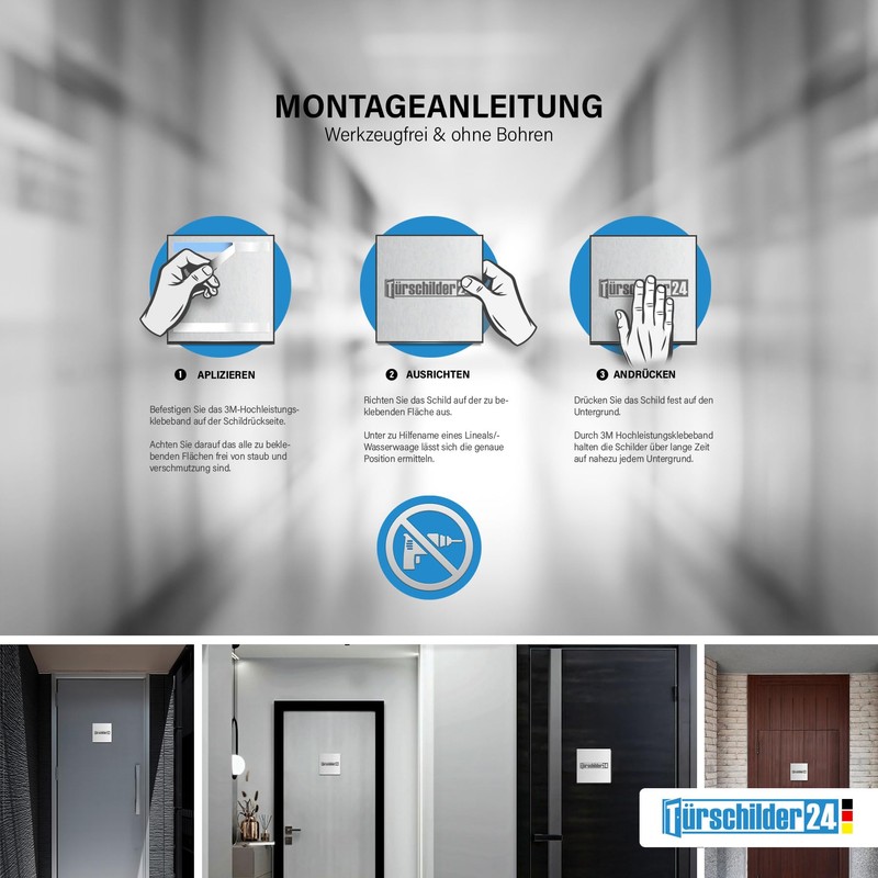 Türschilder24 Aluminium Dibond Door Sign 120 x 120 x 3