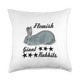 Designs by VG Flemish Giant Rabbits for pet Animal Fans Throw Pillow, 18x18, Multicolor