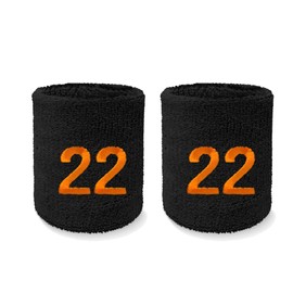 Couver Women Black Number 22 Sports/Athletic Terry Cloth Sweat Wristband, 1 Pair