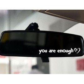 2 x You Are Enough Car Rearview Mirror Decal, Water Bottle Stickers, Affirmation Reminder Sticker, Laptop Bumper Sticker, Tumbler Vinyl Sticker Car Mirror Decal Decor (White)