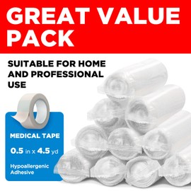 Premium Gauze Rolls - 12 Pack (4" x4.1yd) First Aid Rolled Gauze - Individually Wrapped + Bonus Tapes - Conforming Breathable Gauze Wrap Roll for Wounds