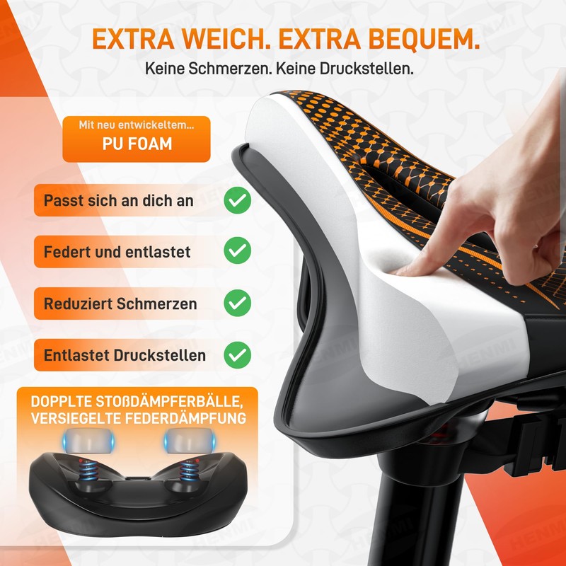HENMI Bicycle Saddle Men Women Comfortable Breathable Shock Absorbing Ergonomic