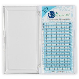 Dermastil 4D Premade Handmade Volume Eyelashes, Ready-to-Use Fan without Knots, DD Curl, Thickness 0.07 mm, for Eyelash Extension, PBT, Vegan, 16 Strips (Mix Lengths)