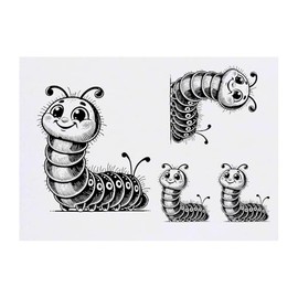 Azeeda 4 x 'Süße Raupe' Temporäre Tattoos - Wasserfest, Hautfreundlich & Ungiftig · Transfers in Verschiedenen Größen (TO00083192)