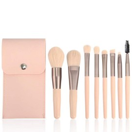 JOUAUS 8 Pcs Makeup Brush Set Professional Face Eye Shadow Eyeliner Foundation Blush Lip Make up Brushes Powder Cosmetics Blending Brush Tool with PU Leather Bag