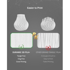 DURAMIC 3D PLA+ Filament 1.75mm 2Kg Marble, PLA Plus 3D Printer Filament 2 Pack 1kg Spool(2.2lbs) PLA Pro Tougher and Stronger, Dimensional Accuracy Probability +/- 0.02mm