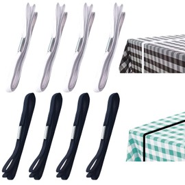 Table Bungees Tablecloth Strap Band Elastic Table Cloth Bands Tablecloth Bungee Cord to Hold Down Table Cloth for Picnic, Camping, Outdoor Tables, Wedding, Parties etc - (White, Black,8 Pieces)
