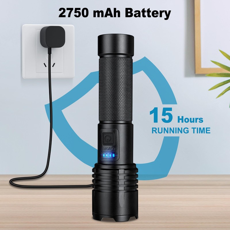 KINGCAESAR 3 Pack Rechargeable Flashlights 90,000 High Lumens, Super Bright