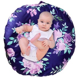 TANOFAR Flower Newborn Lounger Cover, Lounger Cover Purple, Lounger Cover Girl, Reusable Lounger Removable Slipcover for Newborn, Snugly Fit Baby Infant Lounger, Purple Floral（Lounger Not Include）