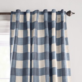 Elrene Home Fashions Farmhouse Living Grainger Buffalo-Check Blackout Window Curtain, Living Room and Bedroom Drape with Rod Pocket Tabs, 52" x 84", Indigo, 1 Panel