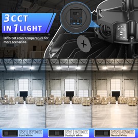 UFO LED High Bay Light 300W 240W 180W Adjustable, 4500K/5000K/5700K High Bay LED Shop Light with 5ft Cable, ETL/DLC Listed, AC100-277V, IP65 Waterproof Commercial Bay Lighting for Shop/Garage/Factory