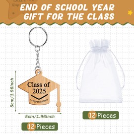 Namalu 12 Pieces School Leaver Doctoral Cap Keyring Gifts Class of 2025 End of Term Graduation Gifts Token Favor Teacher to Pupil Leaving Gift Class of 2025 End of Term Gifts for Children Wooden Token