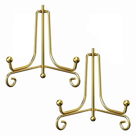 Iron Easel, 2 Decorative Stands, Plate Stands, Book Stand, Picture Stand, Postcard Stand, Card Stand, Medal Holder, Book Stand, Metal Stand for Plates, Pictures, CD Plate Holder, 6 Inch Silver