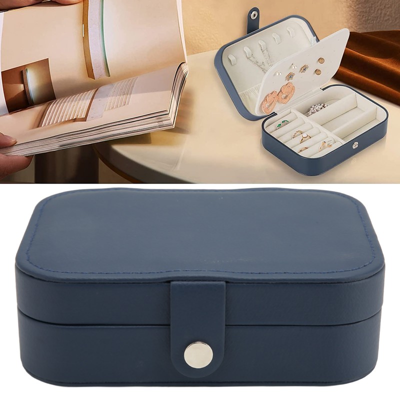 Portable Jewelry Box PU Leather Large Capacity 2 Layers Travel