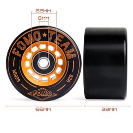 FOMOTEAM Roller Speed Skate Wheels Racing Wheels 66mm38mm Outdoor or Indoor with ABEC-9 Bearings 82A (Set of 8)