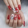 24Pcs Christmas Press on Nails with Snowflake Elk Designs Red