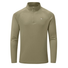 BASUDAM Men's Workout Shirts Quick Dry UPF 50+ Sun Protection Long Sleeve Quarter Zip Pullover Athletic T-Shirts Khaki XL