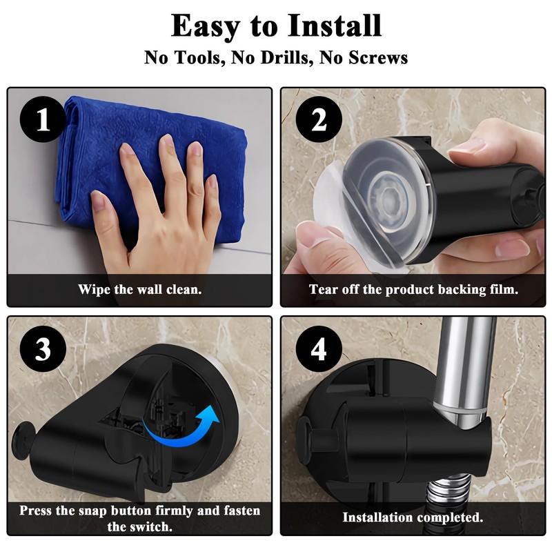Suction Cup Shower Holder, 360 Rotating Adjustable Handheld Shower Holder,