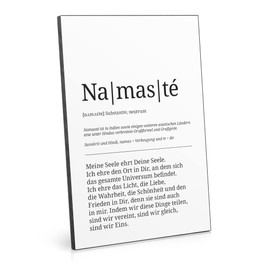 ARTFAVES® Wooden Picture - German Word Explanation / Duden Definition: Namasté Decorative Wall Picture Wooden Sign with Slogan 19 x 28 x 1 cm Living Room Bedroom Black and White